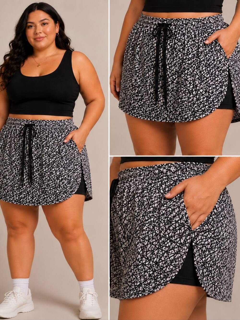 🍐Lee Riders Athletic Skort Black White Abstract Design 22M